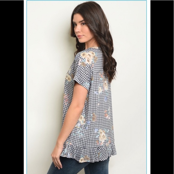 ❤️floral checkered top - Picture 3 of 5
